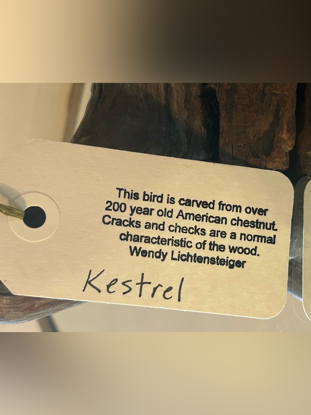 Kestrel Bird Carved by Artist Wendy Lichtensteiger. - Picture 2 of 7
